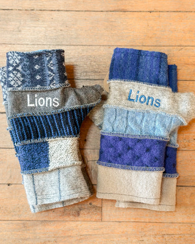 Detroit Lions Wool Fingerless Mittens