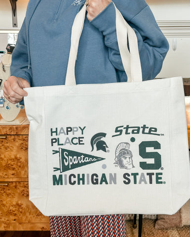 Michigan State Happy Place Cluster Tote
