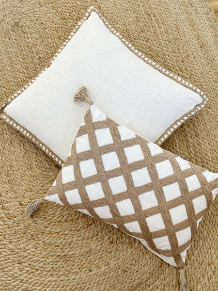 Jute Lattice Cotton Pillow
