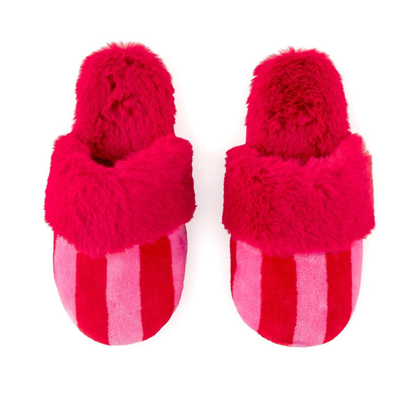Felicity Stripe Slippers - Red L/XL