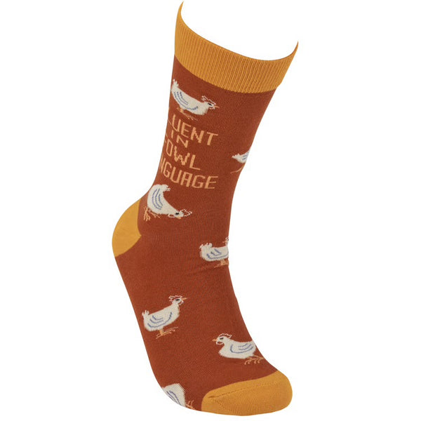 "Fluent in Fowl Language" - Crew Socks