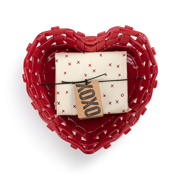 Heart Bread Basket - Red