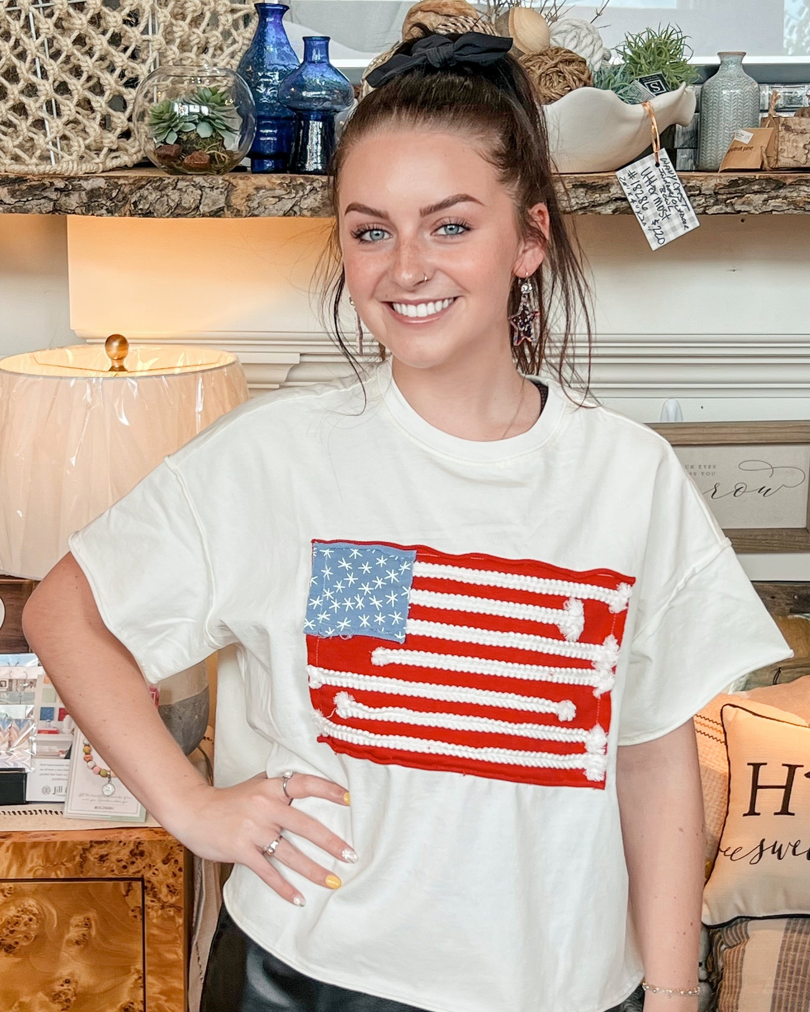 American Flag Graphic Tee - Cream