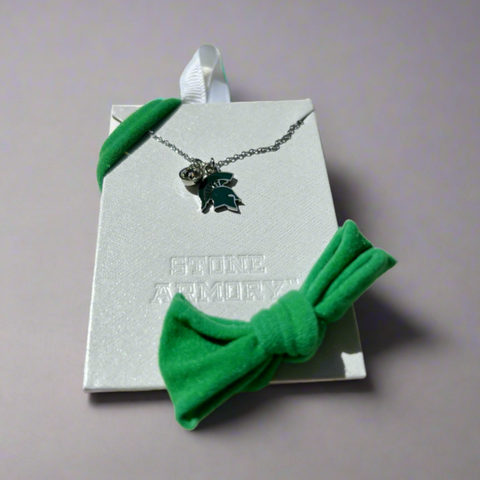 MSU Spartan Necklace with Crystal