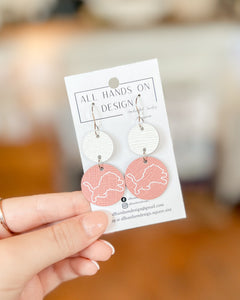 Detroit Lions Logo Earrings - Pink and White
