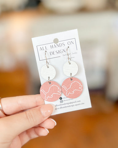 Detroit Lions Logo Earrings - Pink and White