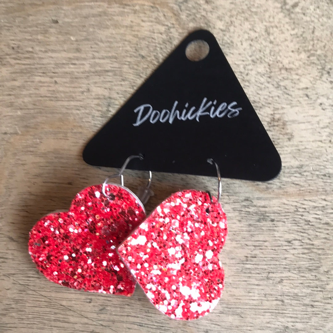 Red dangle heart Earrings