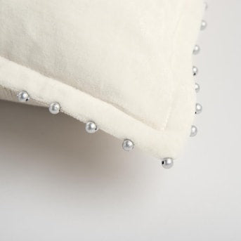 Cream Chenille Studded Pillow