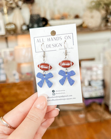 Detroit Lions Football & Bow Earrings