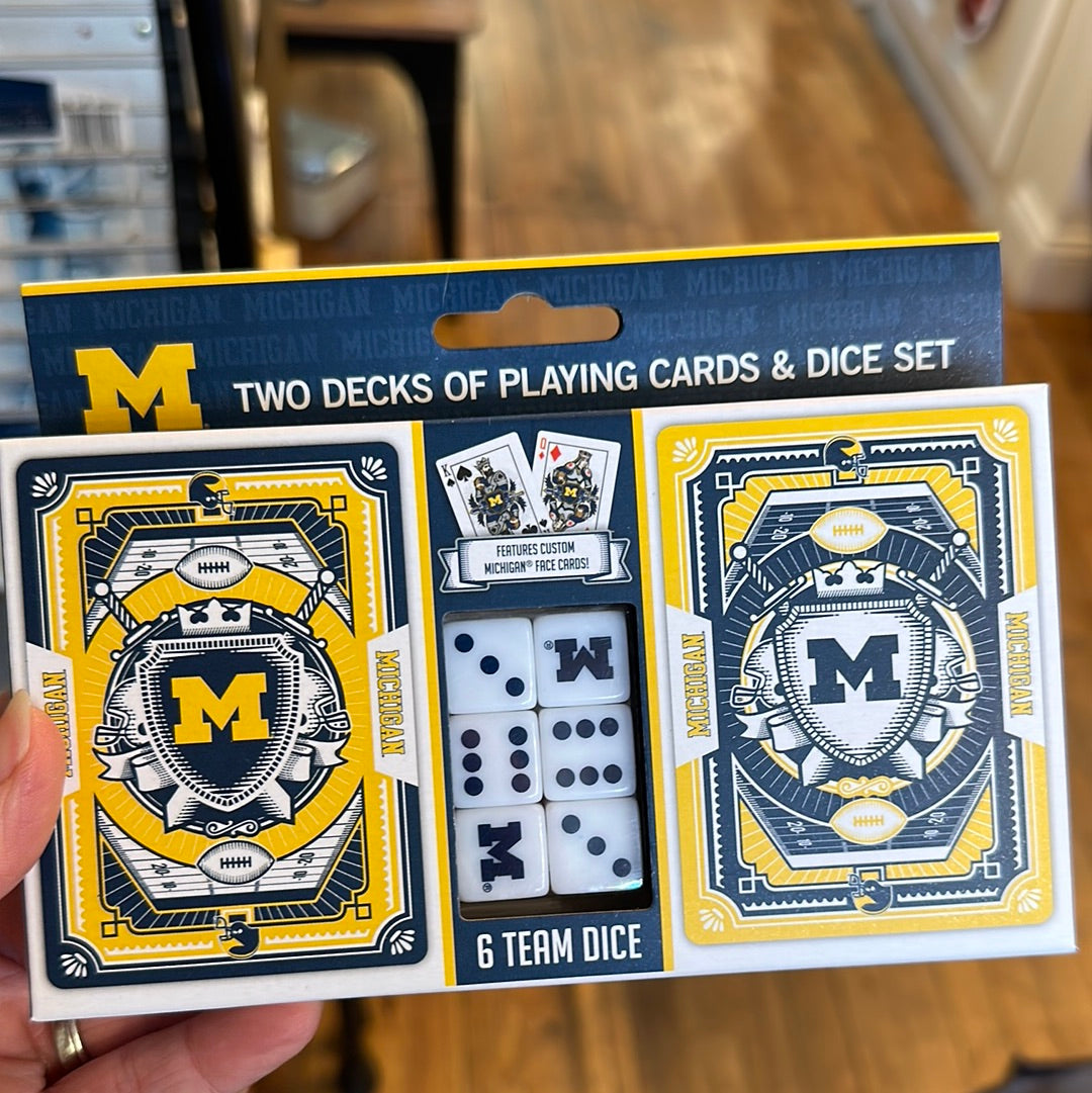 Michigan State 2 pack playing card & dice set