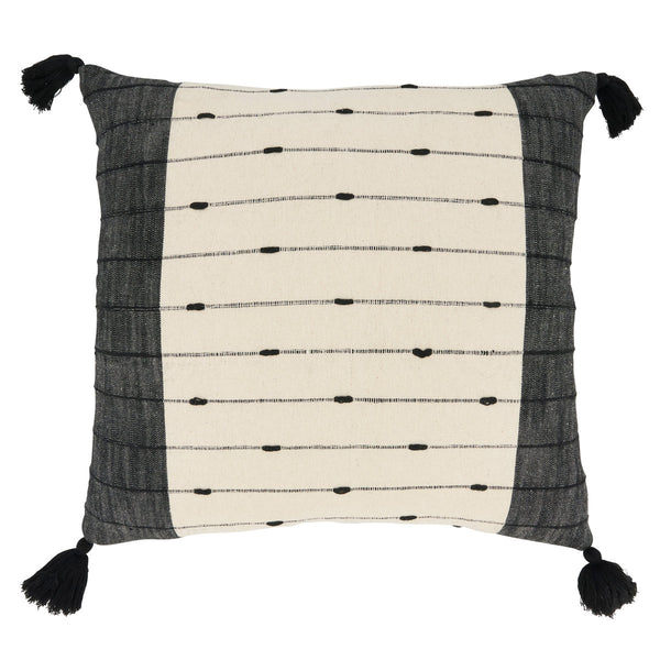 Navy Blue Striped Cotton Pillow