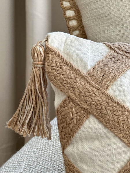 Jute Lattice Cotton Pillow
