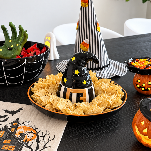 LED Witch Hat Chip & Dip Bowl