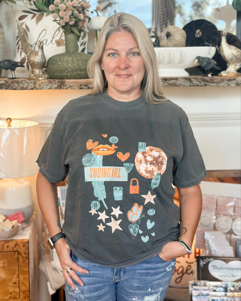 Taylor Swift Showgirl Collage Tee - Gray