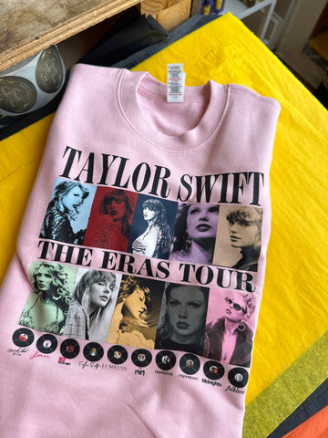 Kids Taylor Swift Eras Tour Albums Light Pink Crew