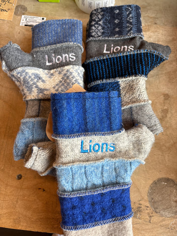 Detroit Lions Wool Fingerless Mittens