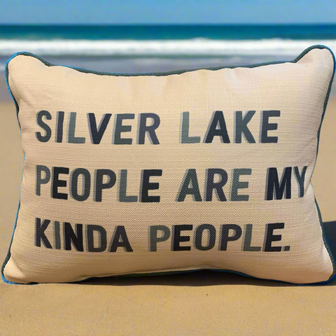 Silver Lake People are My Kinda People Corded Pillow - Blue