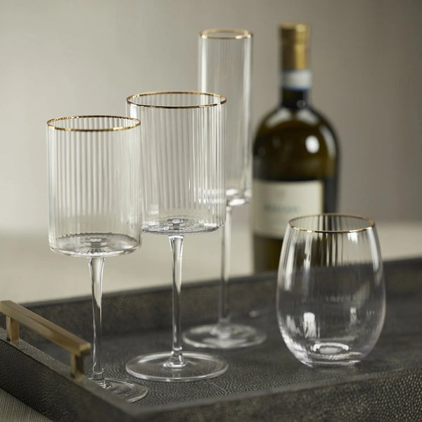 Optic Red Wine Glass w/ Gold Rim