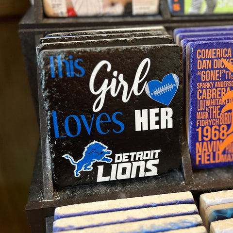 This Girl Loves Her Detroit Lions Coaster