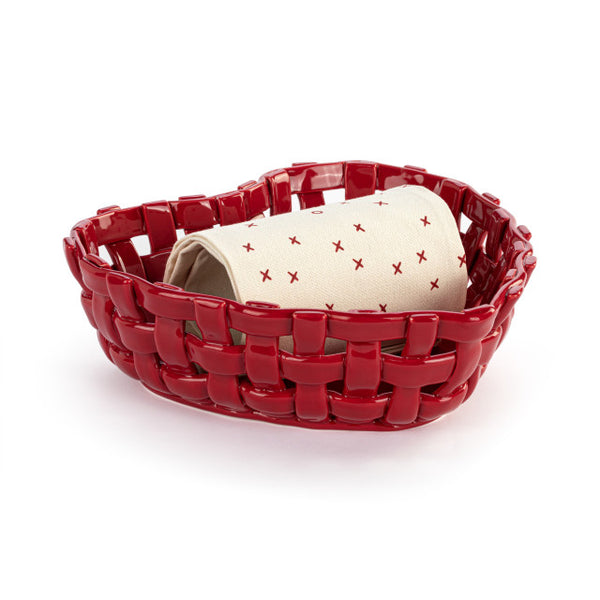 Heart Bread Basket - Red