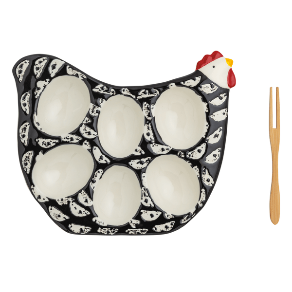 Black Small Rooster Deviled Egg Holder