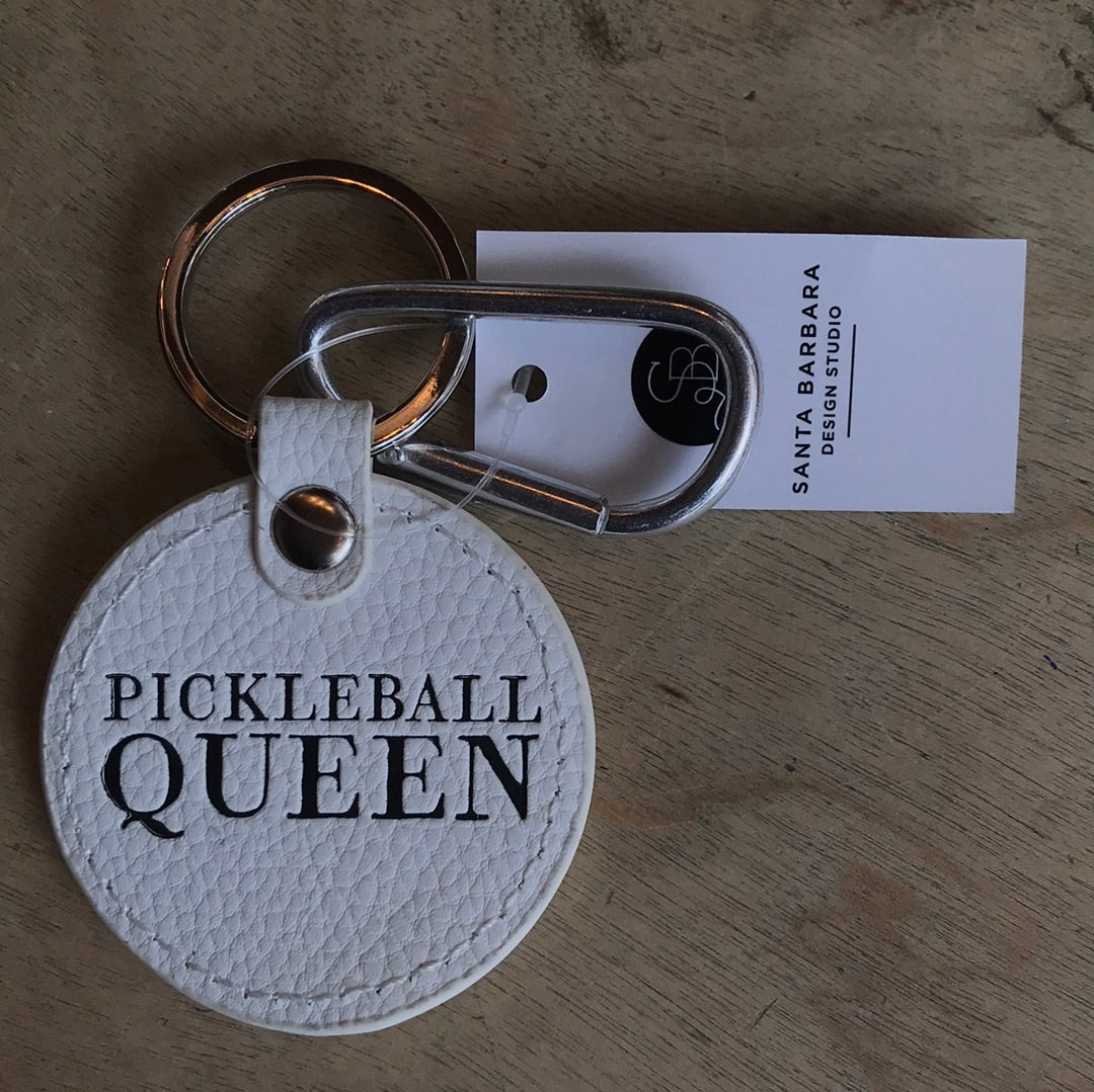 Pickleball queen leather keychain