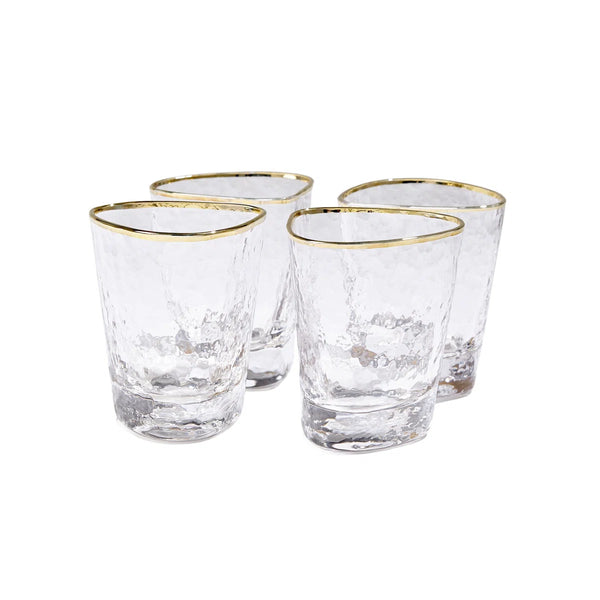 Triangular Rocks Glass w/ Gold Rim