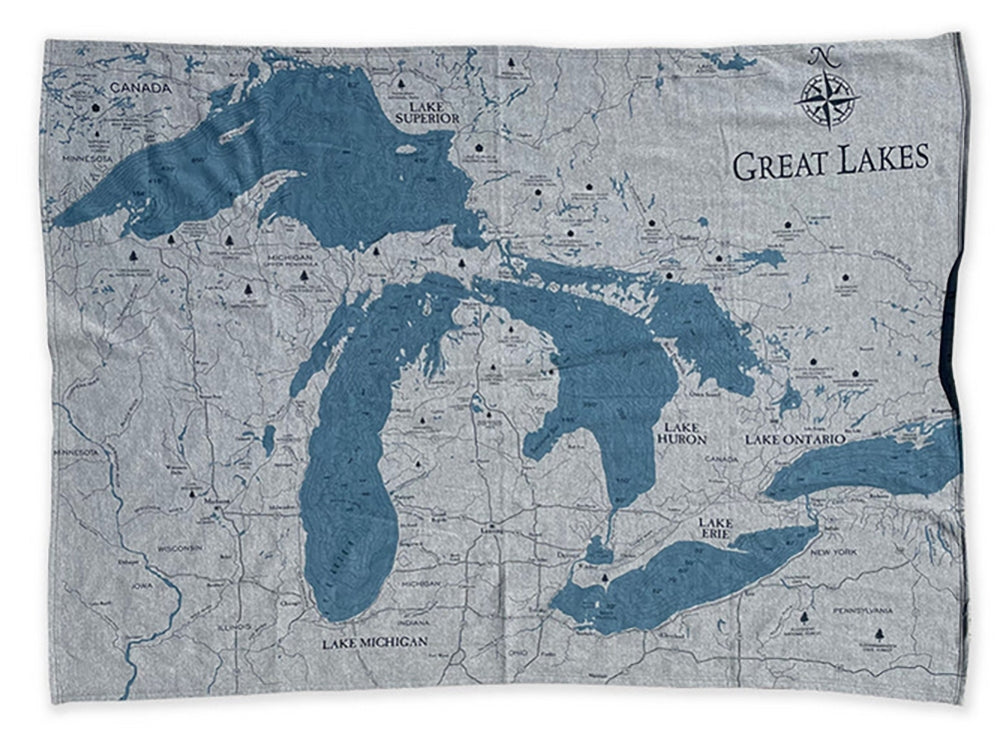 Great Lakes Map Blanket - 4 Colors