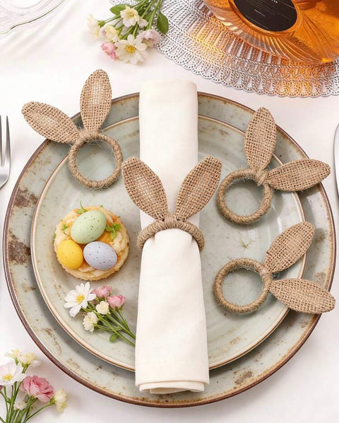 Easter Bunny Ears Burlap Napkin Ring