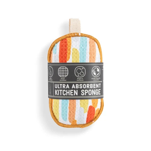Ultra Absorbent Kitchen Sponge - Orange Lines