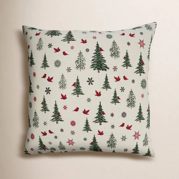 Christmas Trees & Cardinals Pillow