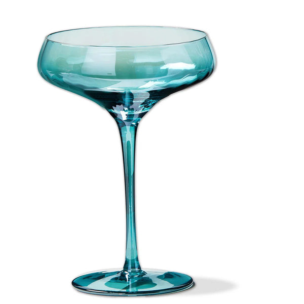 Iridescent Optic Coupe Glass - Aqua Blue