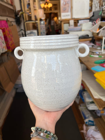 White Speckled Vase 9x7