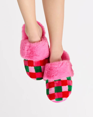 Multicolored Checkered Slippers