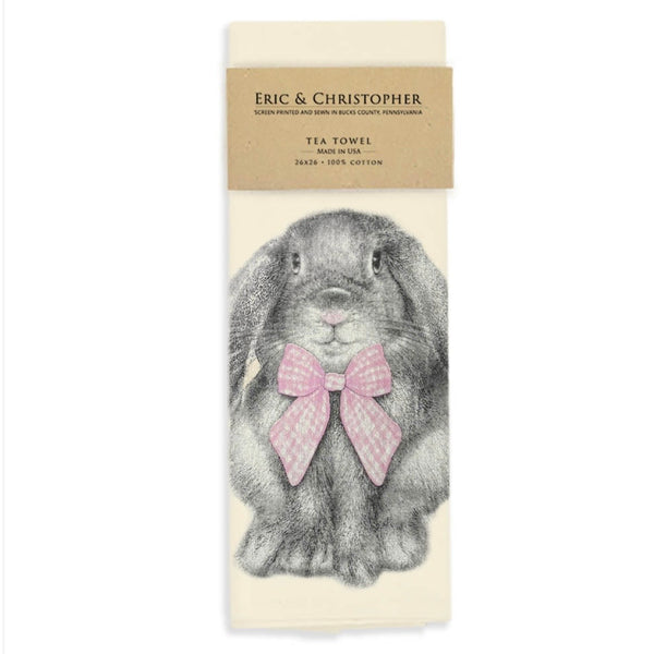 Bunny w/ Pink Gingham Bow Tea Towel