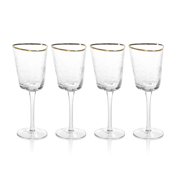 Triangular Wine Glass w/ Gold Rim
