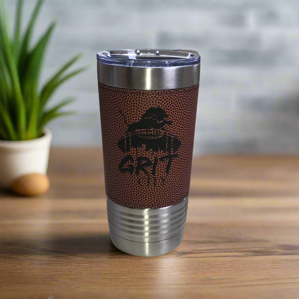 Detroit Football - Brown Leather 20 oz. Tumbler