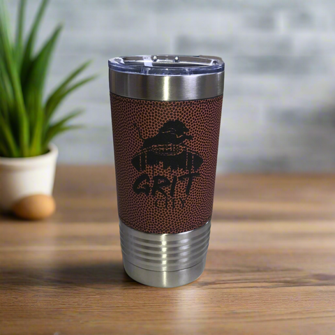 Detroit Football - Brown Leather 20 oz. Tumbler