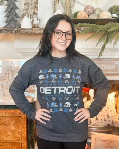 Detroit Lions Holiday Crewneck - Gray