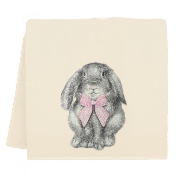 Bunny w/ Pink Gingham Bow Tea Towel