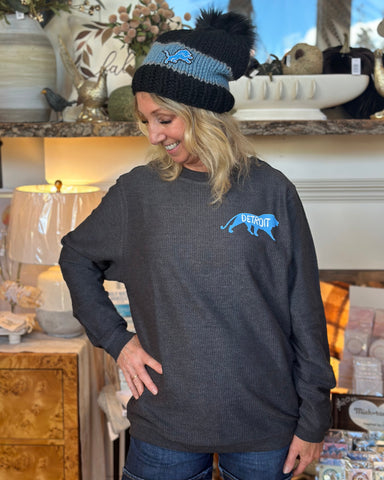 "Sundays are Better in Detroit" Ribbed Crewneck - Gray