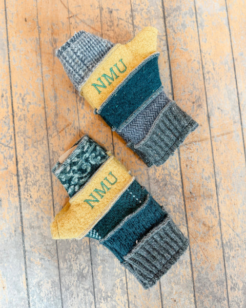 NMU Wool Fingerless Mittens