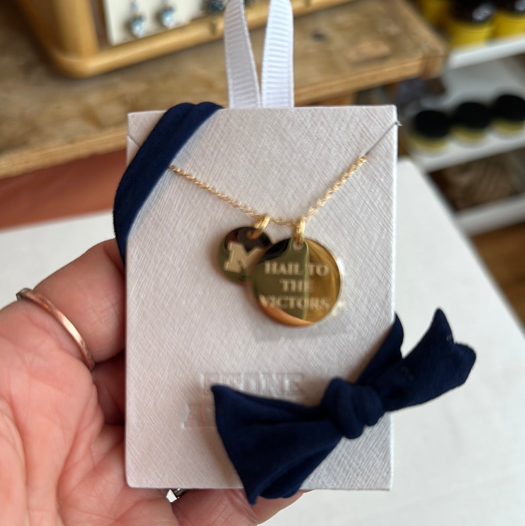 Michigan Hail to the Victors 18K Gold Coin Necklace