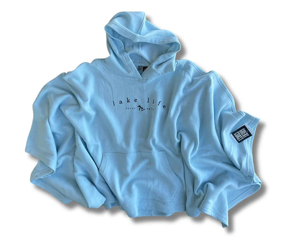 Lake Life Never Salty Hooded Poncho - Coastal Blue