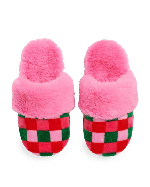 Multicolored Checkered Slippers
