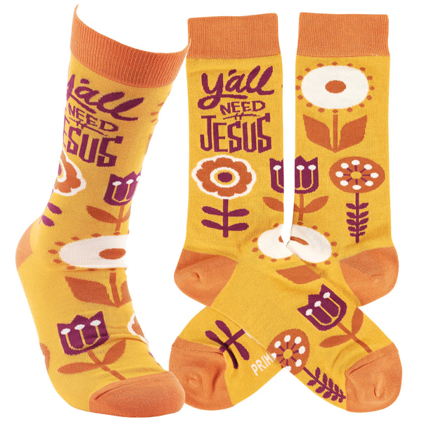 "Y’all Need Jesus" - Crew Socks