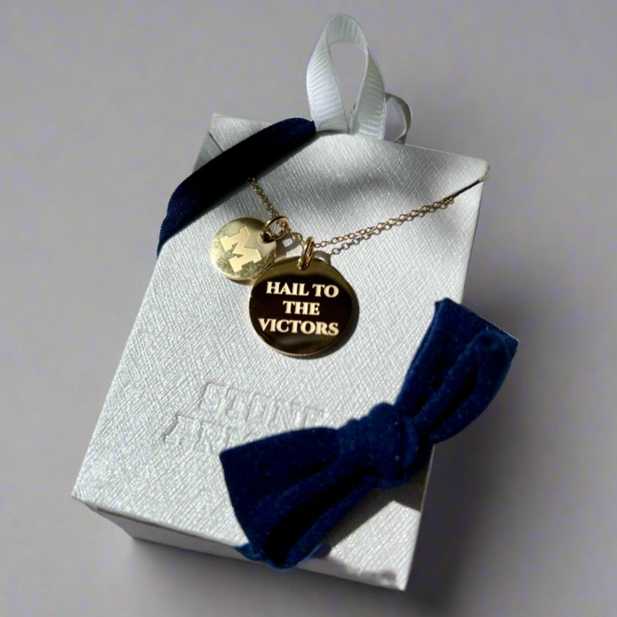 Michigan Hail to the Victors 18K Gold Coin Necklace