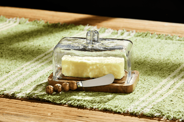 Beaded Glass Butter Dish