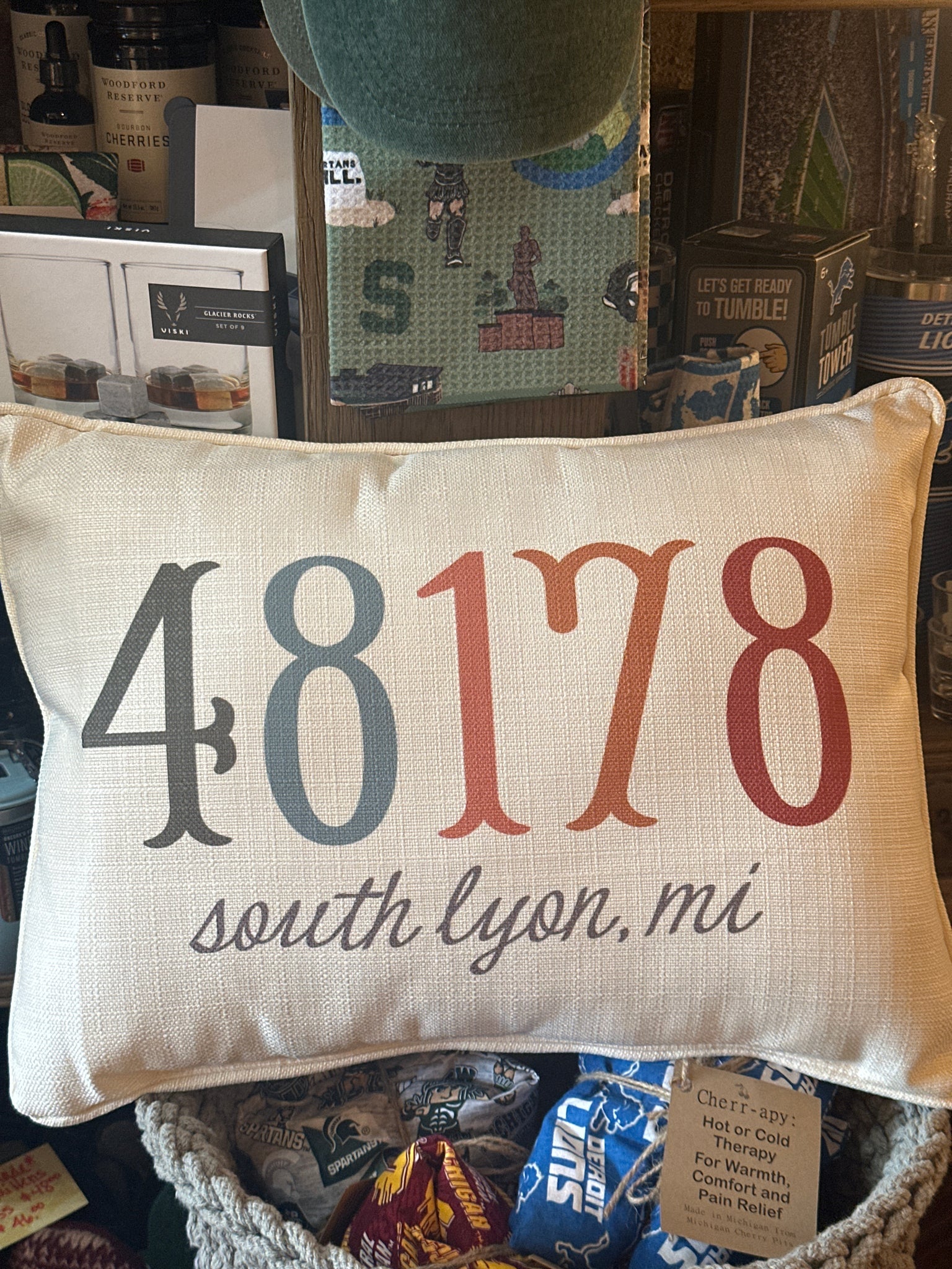 48178 South Lyon Script Pillow Colorful