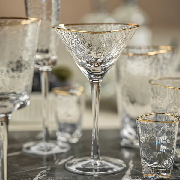 Martini Apertivo Glass w/ Gold Rim
